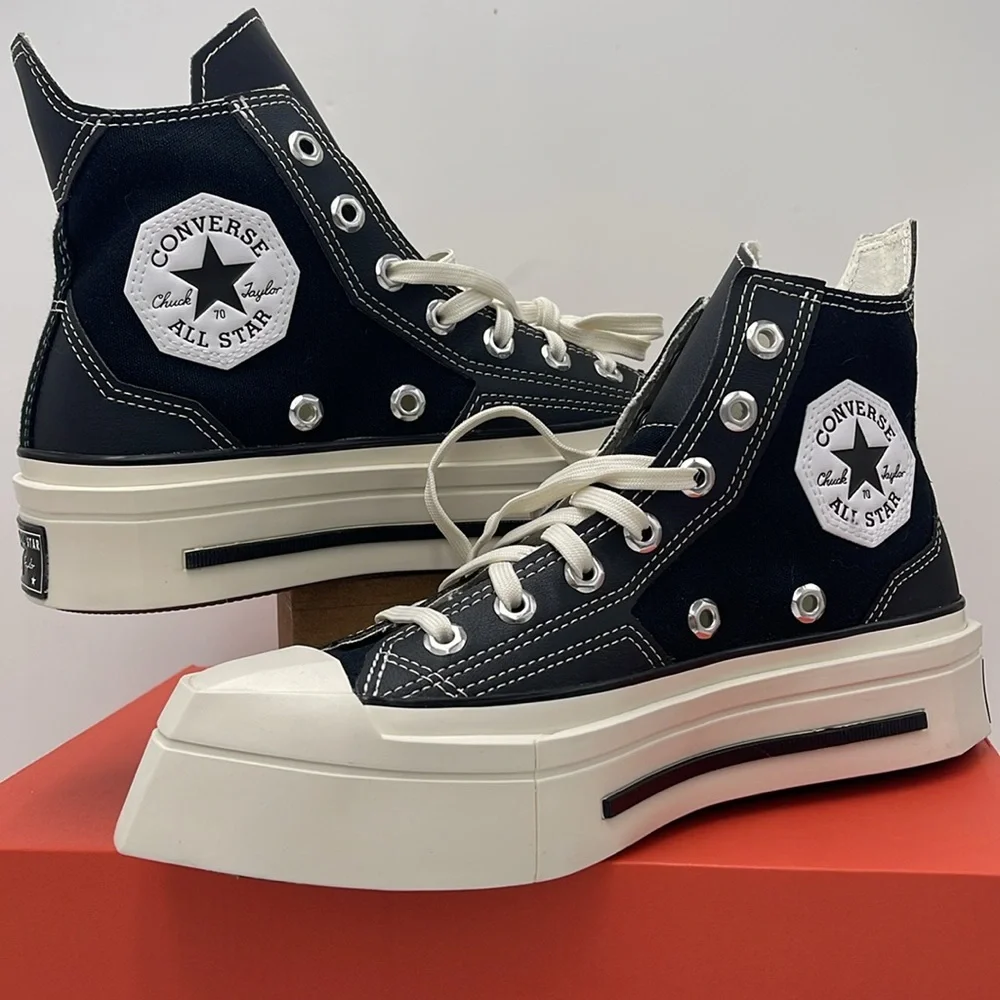Converse WMNS Black High-Top Sneakers A06435C CHUCK 70 DE LUXE SQUARED HI BLACK/